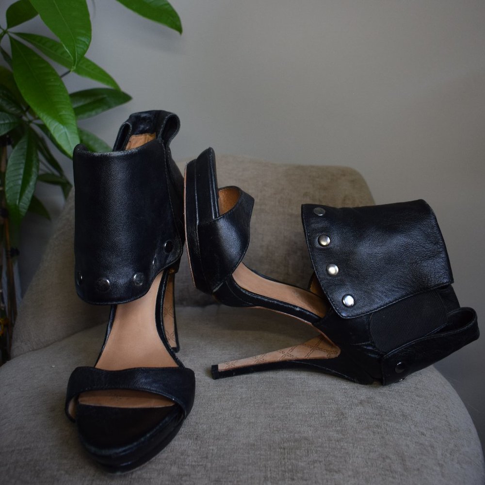 Black Leather Stiletto Heels
